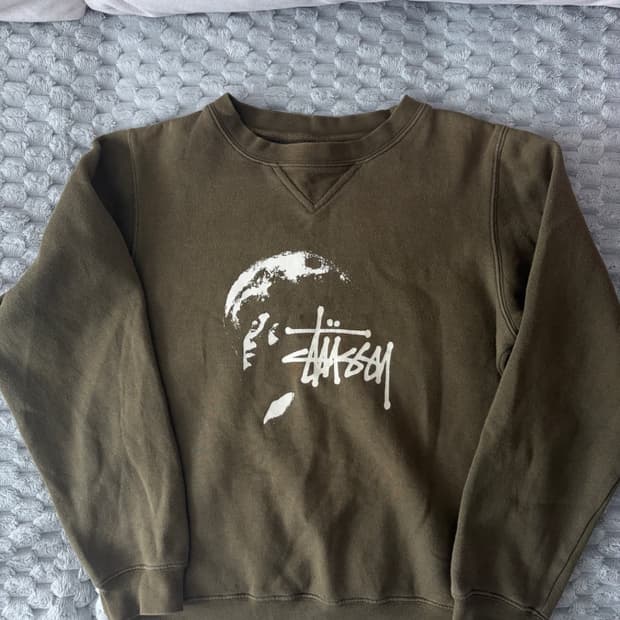 90s 올드 빈티지 스투시 크루넥 카키 맨투맨