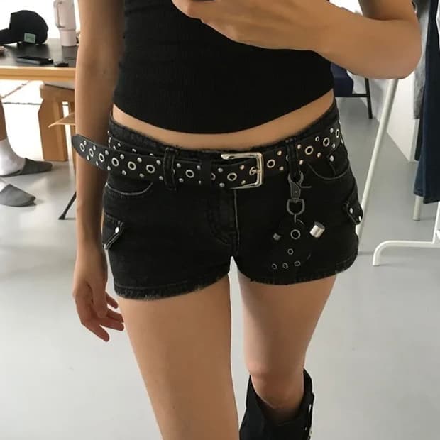 y2k 데님 숏팬츠 흑청