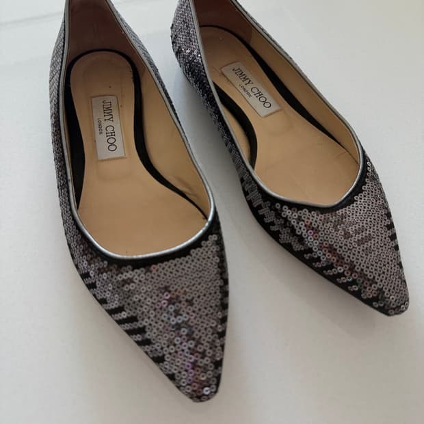 지미츄 jimmy choo 스팽글 플랫 38