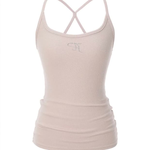 Jewel cross back tank top 핑크