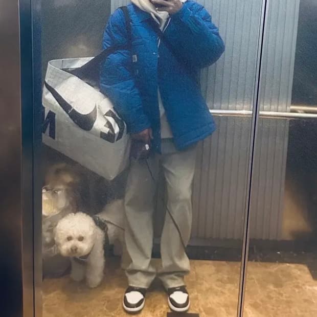 L)스투시 퀼티드 퍼티그 셔츠 블루