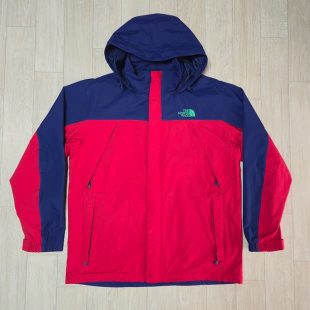100) 노스페이스 레드 네이비 화이트라벨 바람막이