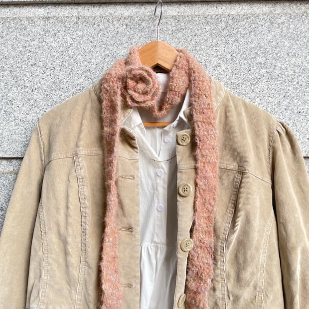 모헤어 플라워 스카프(애쉬 핑크)