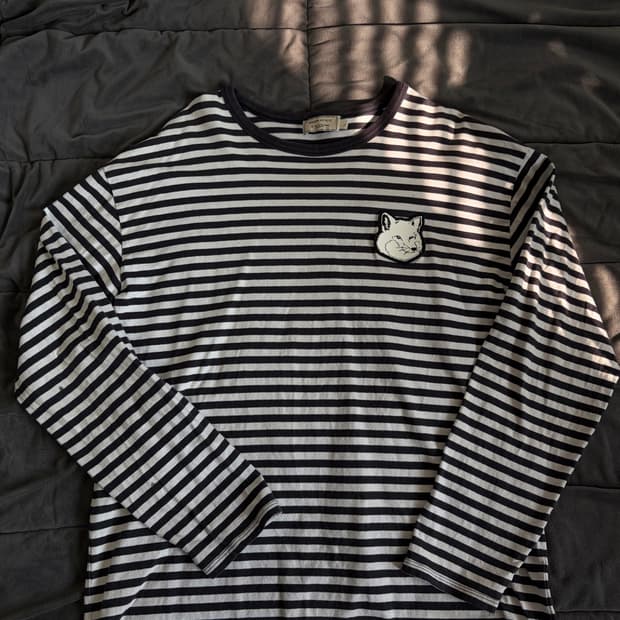 메종키츠네 스트라이프 롱슬리브 L