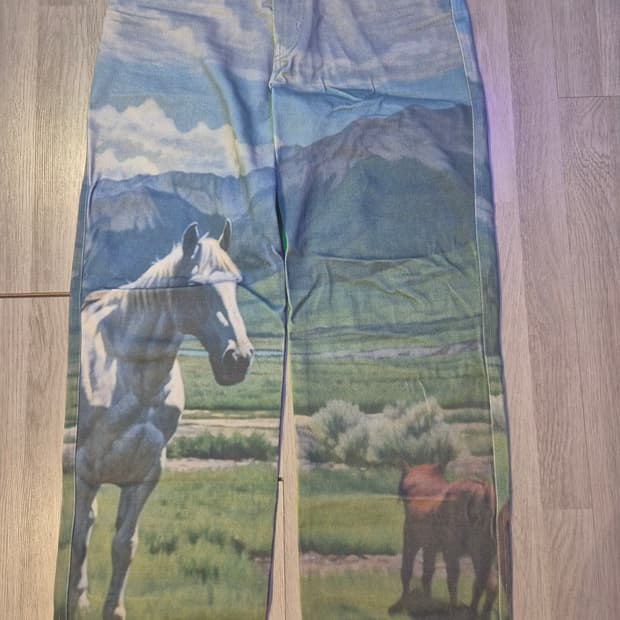 애프터프레이 카우보이 프린티드 진스 스카이블루