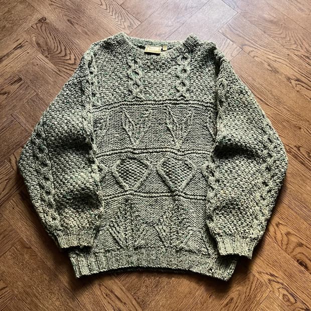 [M]90's 아일랜드제 핸드메이드 보카시 피셔맨 스웨터