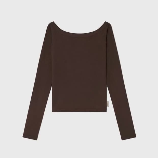 글로니 걸프렌즈 오프숄더 탑 브라운