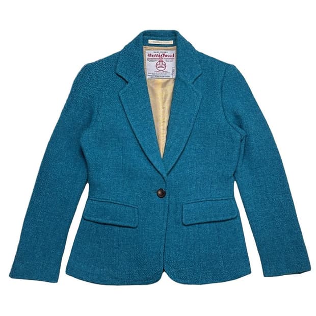 HARRIS TWEED 100% 울 블레이져 블루 100