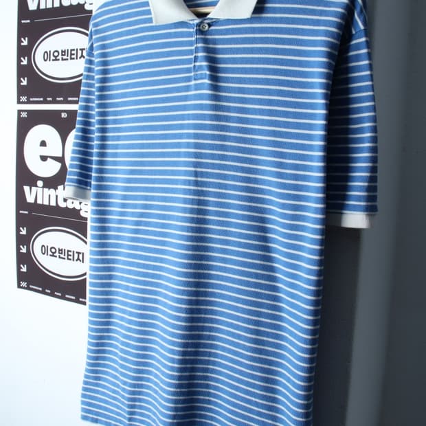 (XL-2XL) 블랭크룸 반팔 카라 티셔츠 스트라이프-H34327
