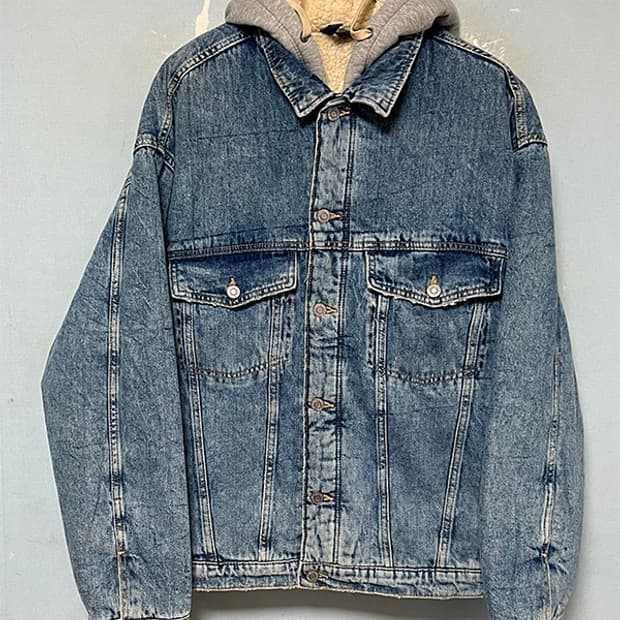 H&M 남자 후드 양털 청자켓 트러커 겨울 캐주얼 XL 105