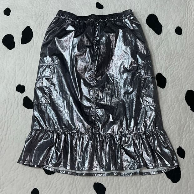 metallic black silver skirt