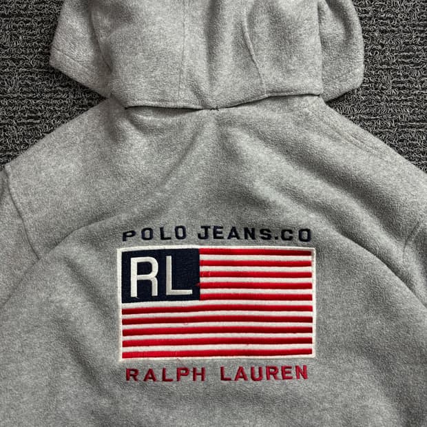 폴로 랄프로렌 성조기 빅로고 박시핏 후드 플리스 자켓 2128