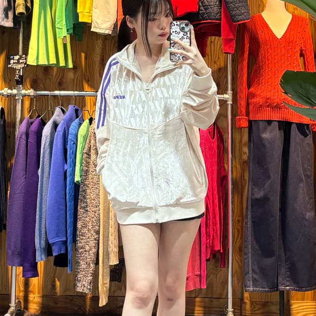 M 널디 패턴 벨벳 아이보리 트랙탑