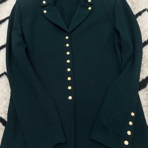 [6]센존 컬렉션 틸블루 골드버튼 자켓/그린/슬림핏