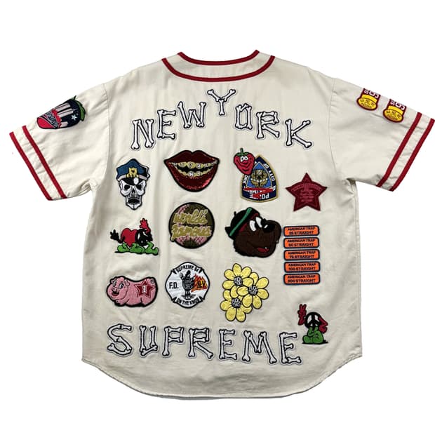 슈프림 패치 데님 베이스볼 저지 네츄럴