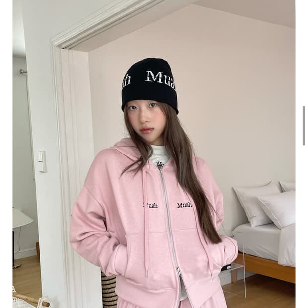 무아무아 후드집업세트 핑크