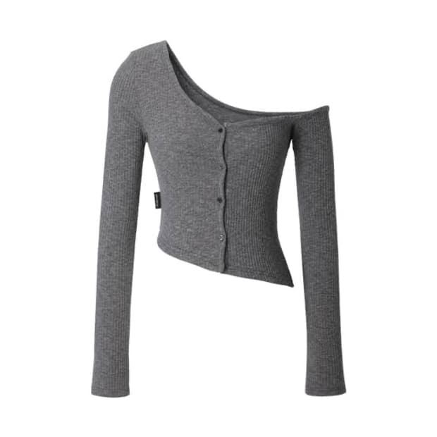 쓰리타임즈 원숄더 가디건 멜란지그레이