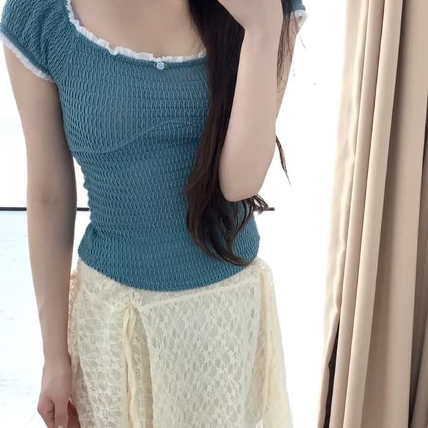 플라워 빈티지 니트 티셔츠