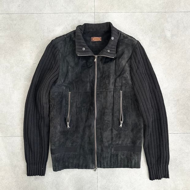 토즈 카프스킨 스웨이드 니트 집업 자켓