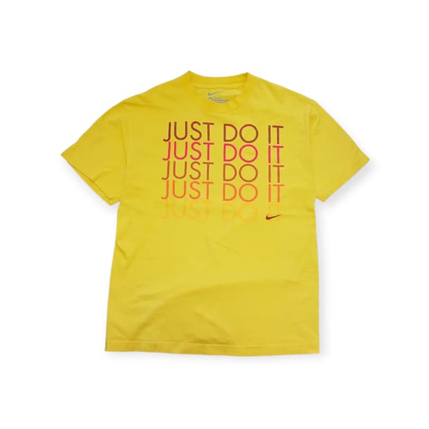 나이키 just do it 로고 엘로우 반팔티 