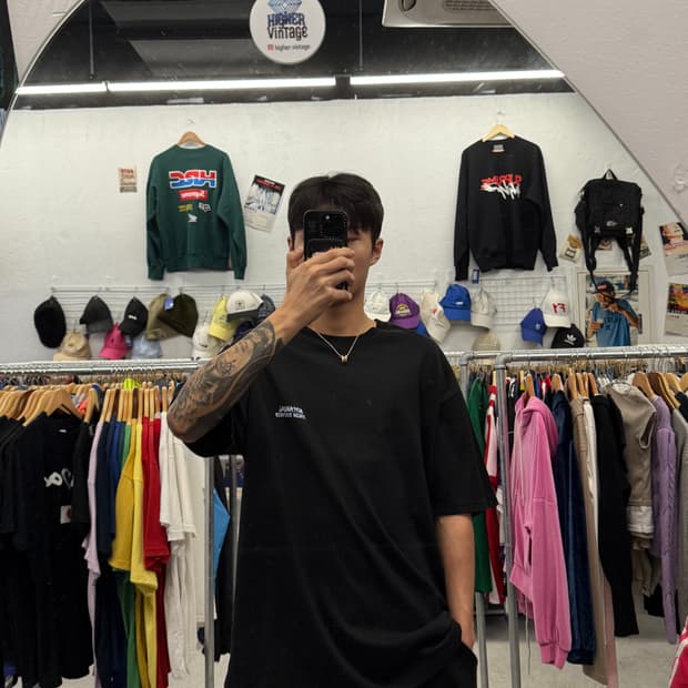 노매뉴얼 사무라이 오버핏 블랙 반팔티 XL