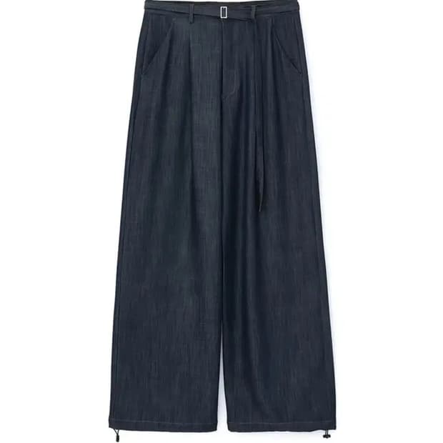 디앤에스알 벨티드 드레이프 슬랙스 인디고 S