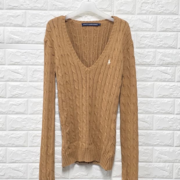 택포) 폴로랄프로렌 꽈베기 케이블 브이넥 니트 L