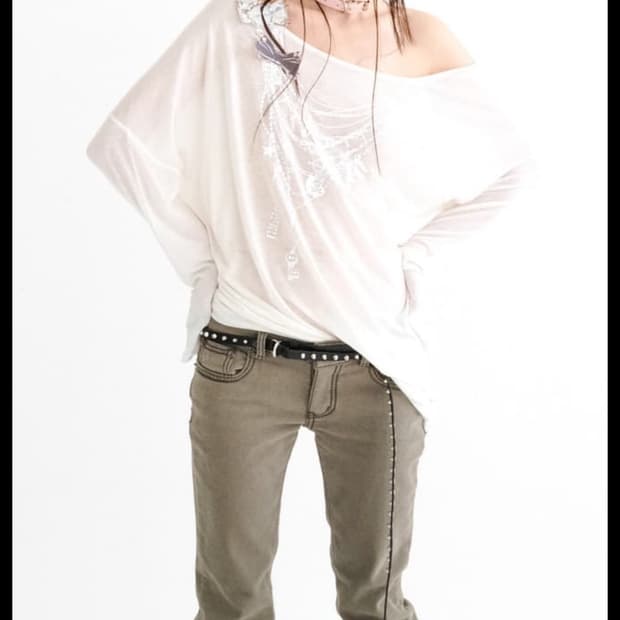 구해요) 샵페어리 stitch low rise flare pants