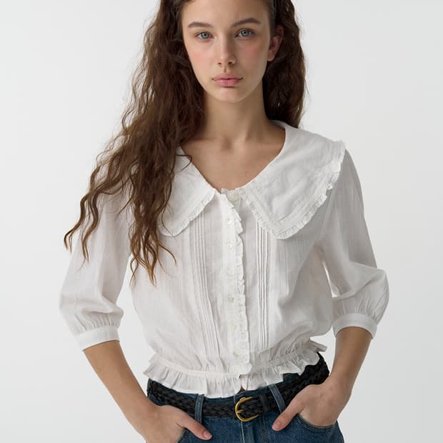 더바넷 cottage ruffle blouse-white 
