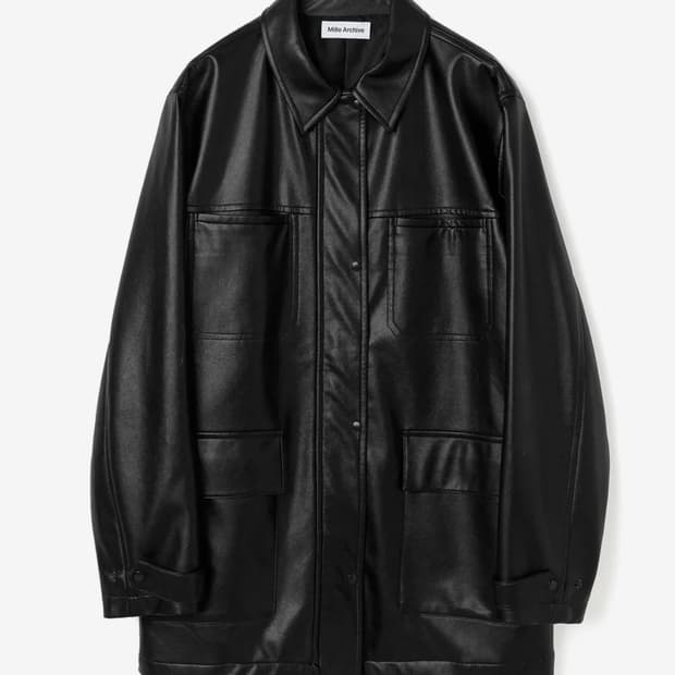 밀로우먼 비건 레더 카 코트 [블랙]