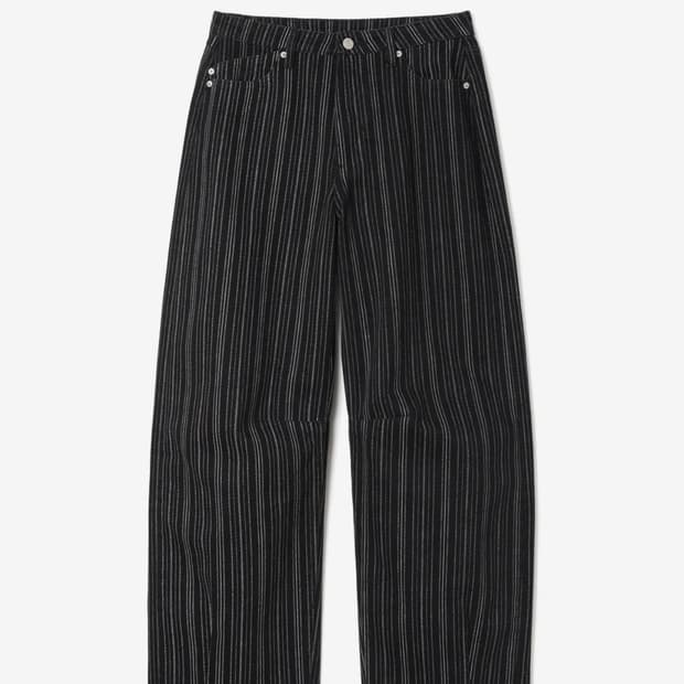 밀로우먼 스트라이프 벌룬진 워시드 블랙 m