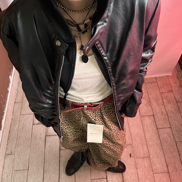 NACHE shirring leather jacket
