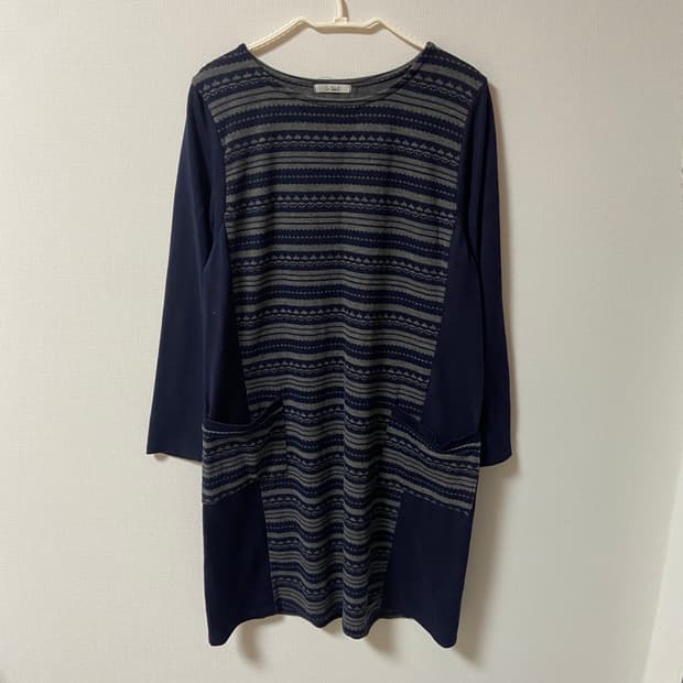 일본 빈티지 모리걸 하구미 패턴 미디원피스