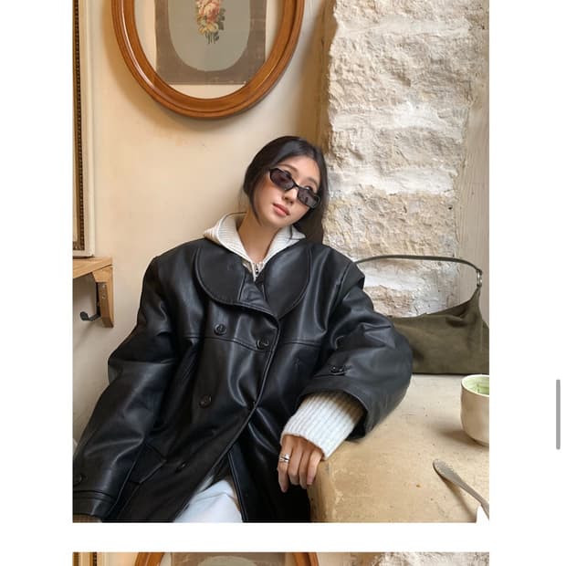 프릴리 런던 레더 코트 무스탕