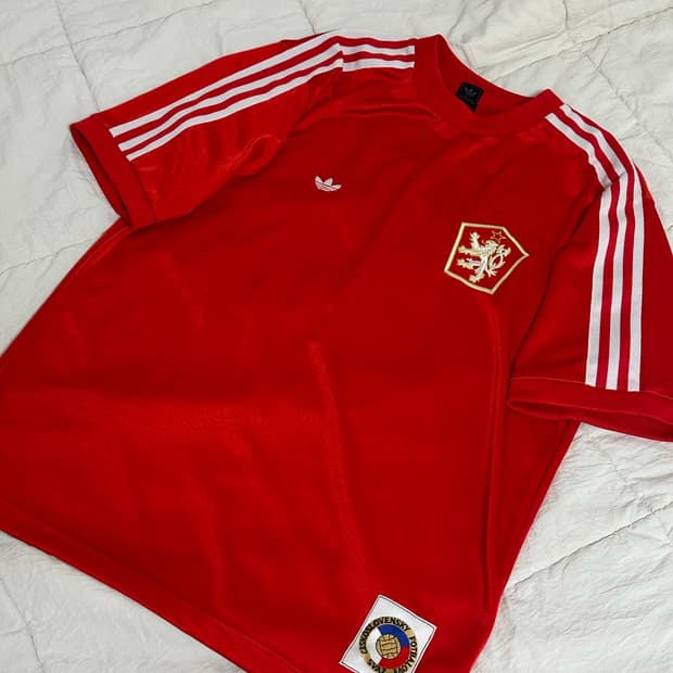 아디다스 파이어버드 체코 국대 반팔 져지 미디움 