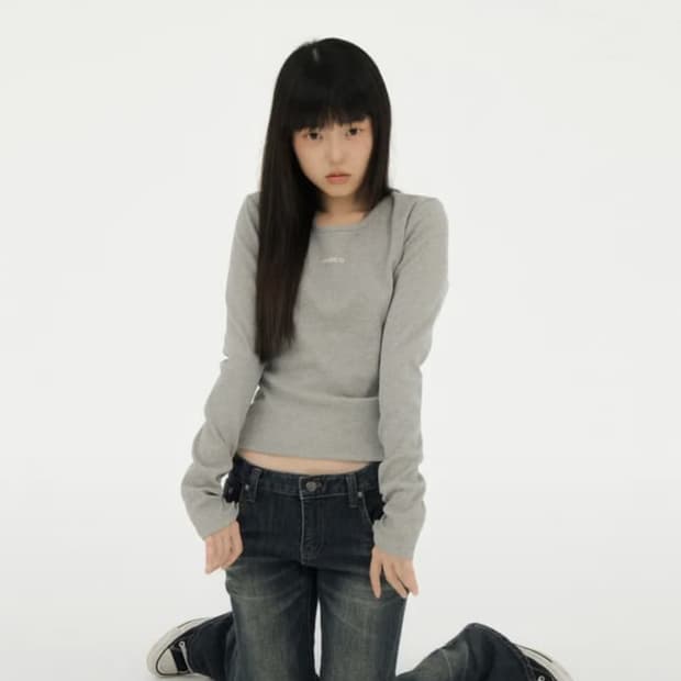 미레코 미니로고 티셔츠 그레이