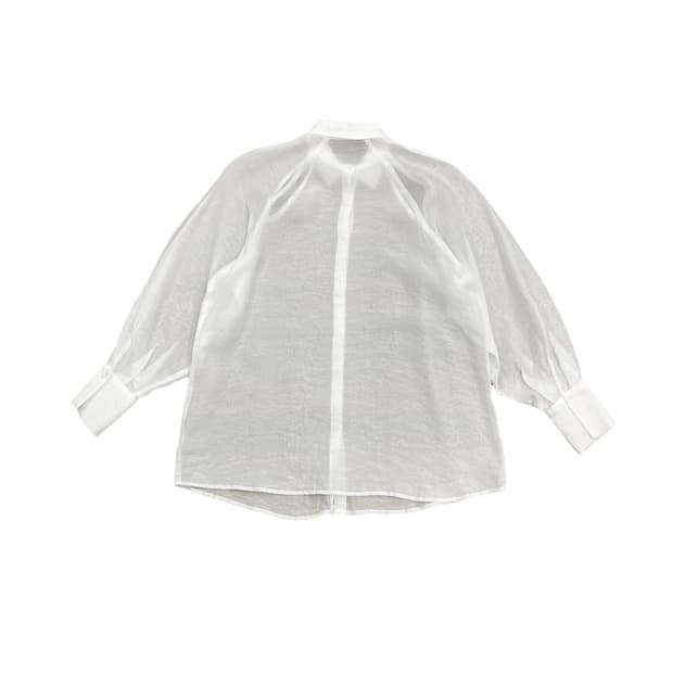 Slit Detail White See Through Shirt