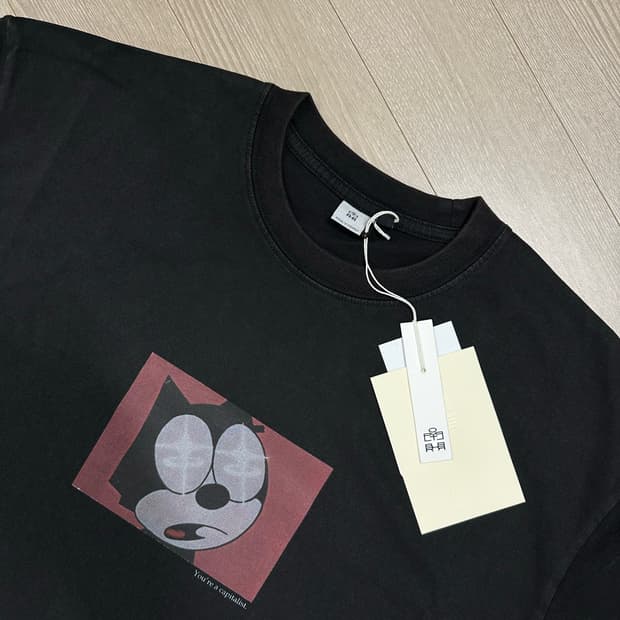 폴리테루 1/2 그래픽 티셔츠 캐피탈리스트 워시드 블랙 3 사이즈