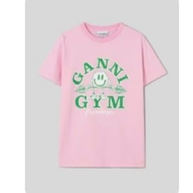 가니 핑크 GYM 스마일 반팔 티셔츠