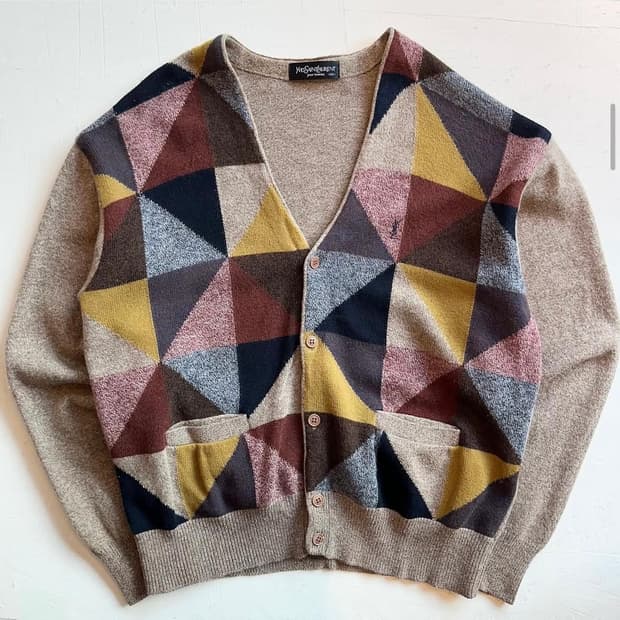 입생로랑 멀티체크 가디건