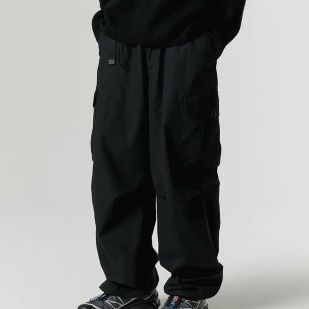 무신사 스탠다드 시티 레저 와이드 벨티드 카고 팬츠 블랙 32