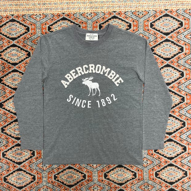 아베크롬비 스펠로고 그레이 긴팔 티셔츠 여성S