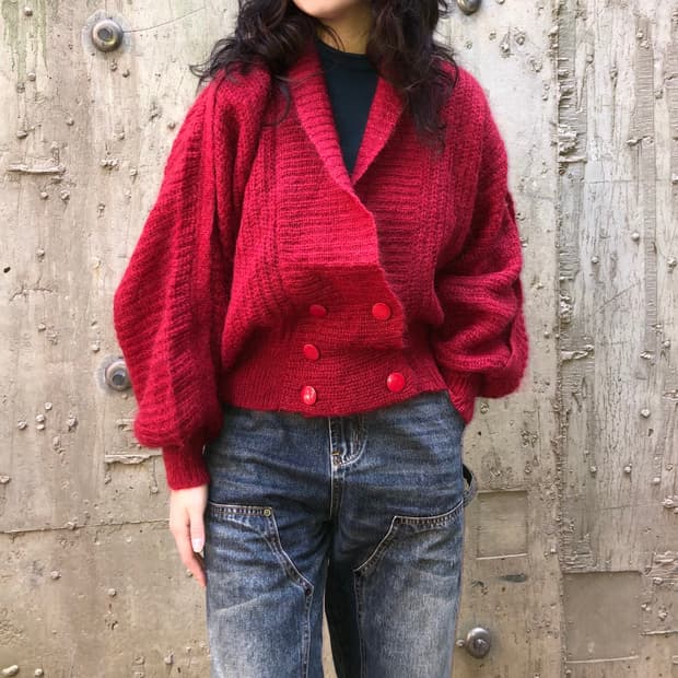 6-button wool cardigan