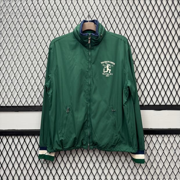 00s 폴로 랄프로렌 트랙자켓 스포츠 헤리티지 RLCC 로고 디테일 그린