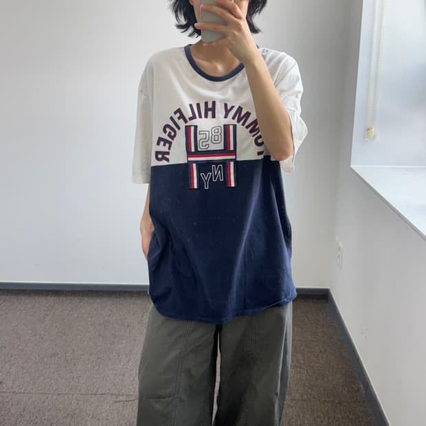Tommy Hilfiger 타미힐피거 네이비 배색 반팔
