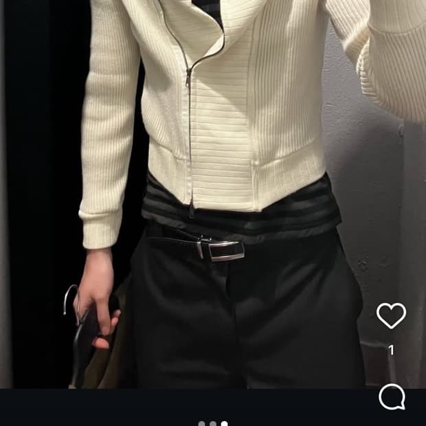 빈티지 비대칭 하이넥 자켓