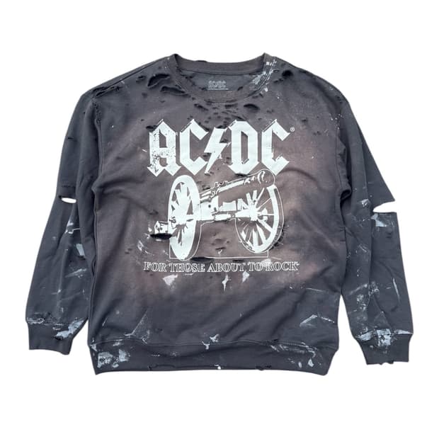 빈티지 AC/DC 디스트레스드 복각 페이딩 맨투맨