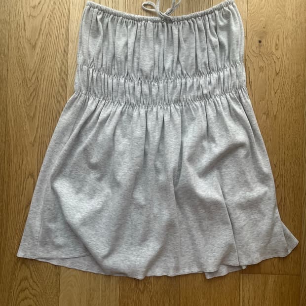 오데스 gathered jersey midi skirt grey