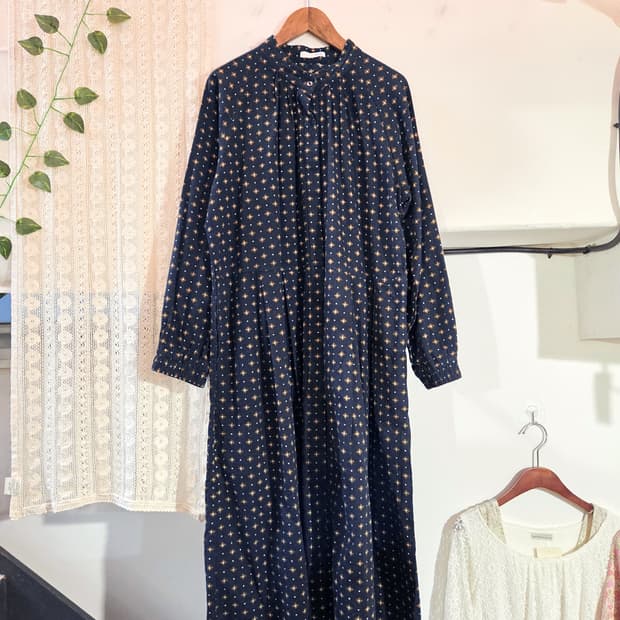 패턴 버튼업 원피스