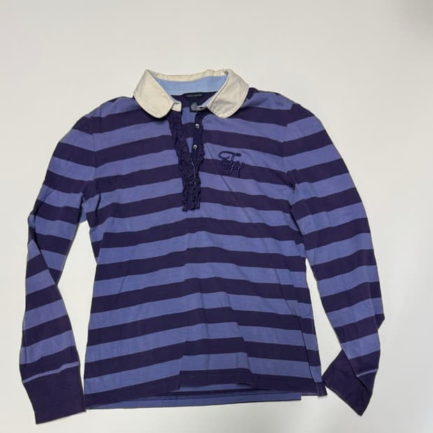 여성 타미힐피거 스트라이프 럭비 긴팔 카라티 M